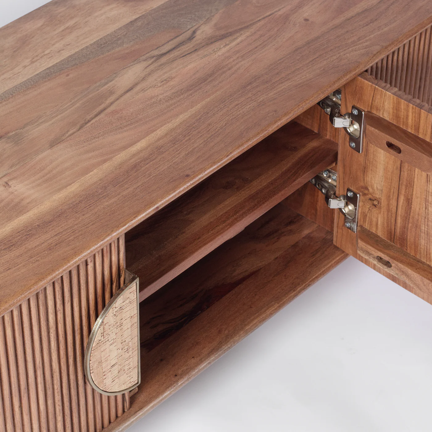 Edvard Acacia Ribbed TV Stand - Image 3