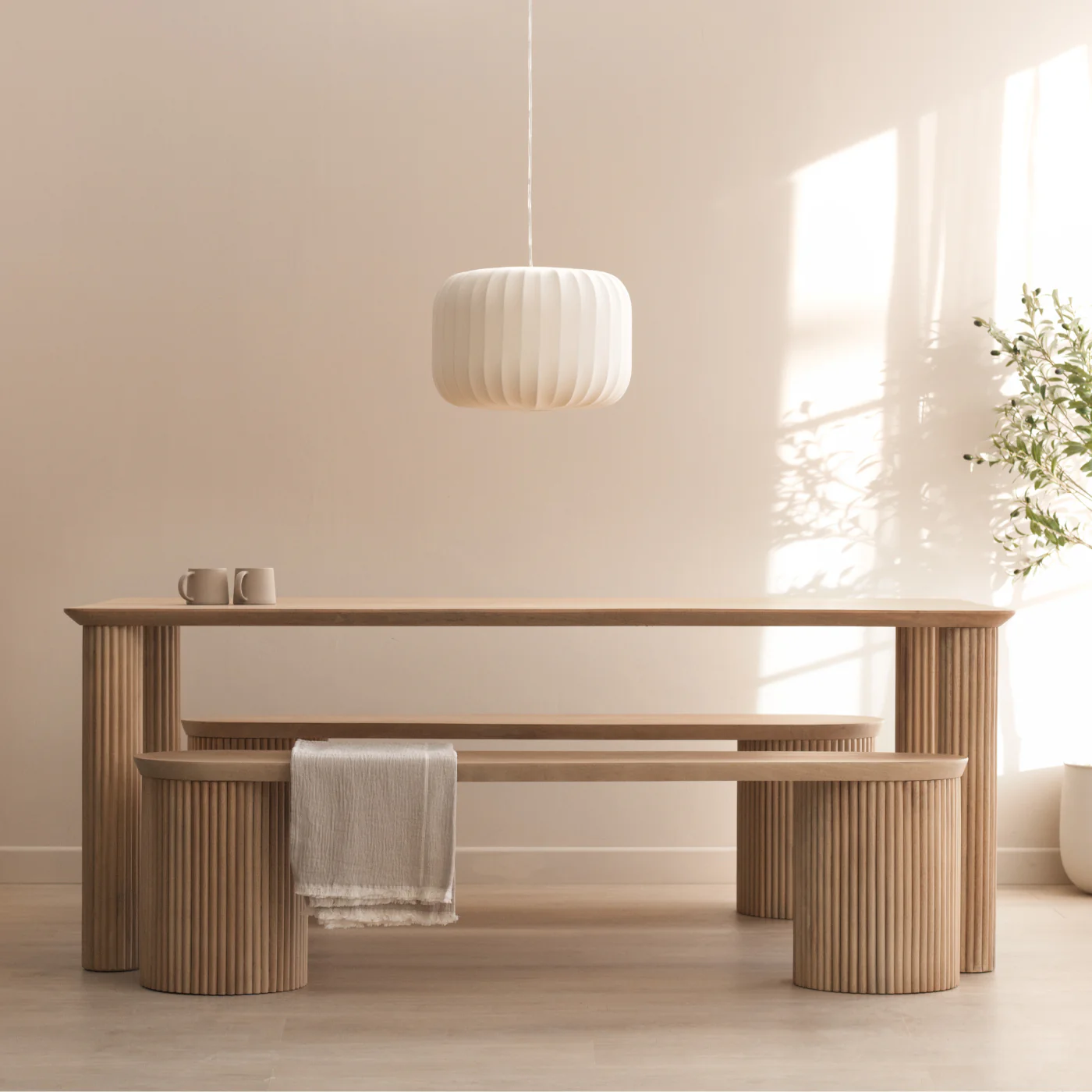 Larsen Ribbed Dining Bench Short - Image 6