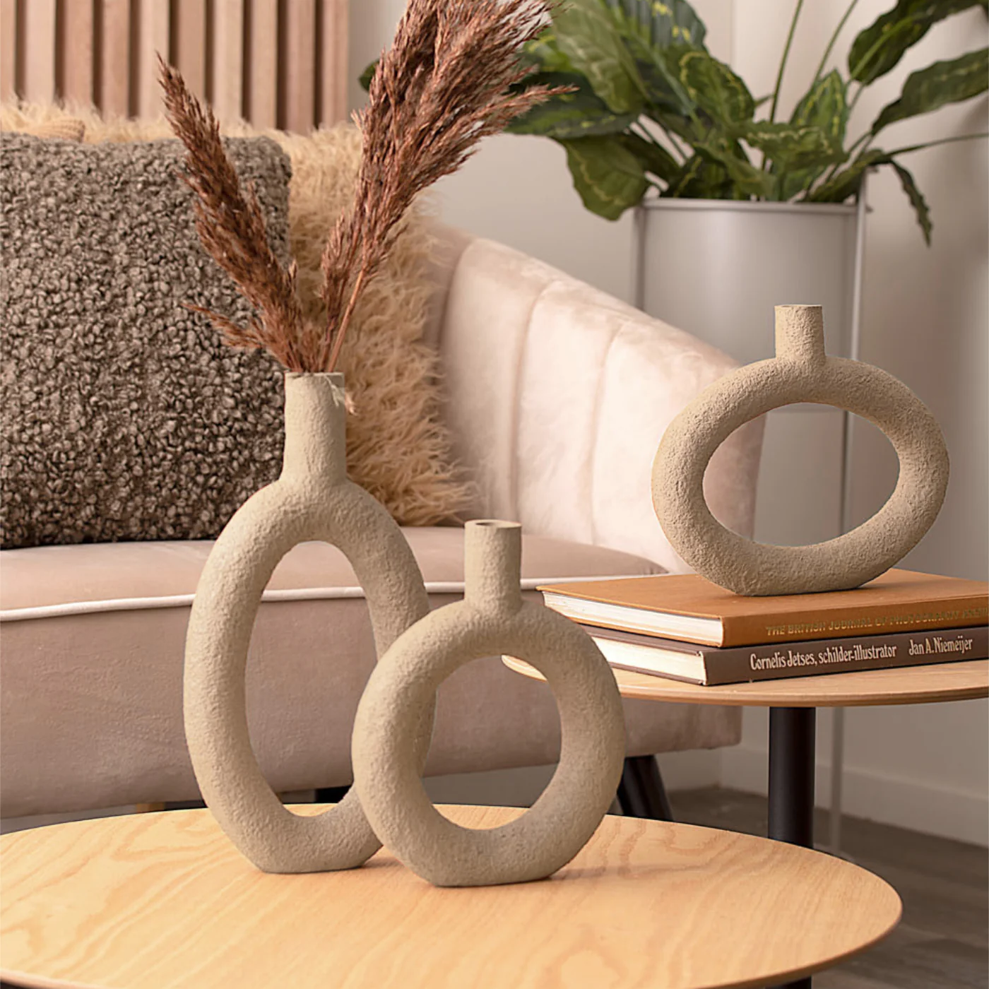 Thora Beige Oval Candle Holder - Image 2