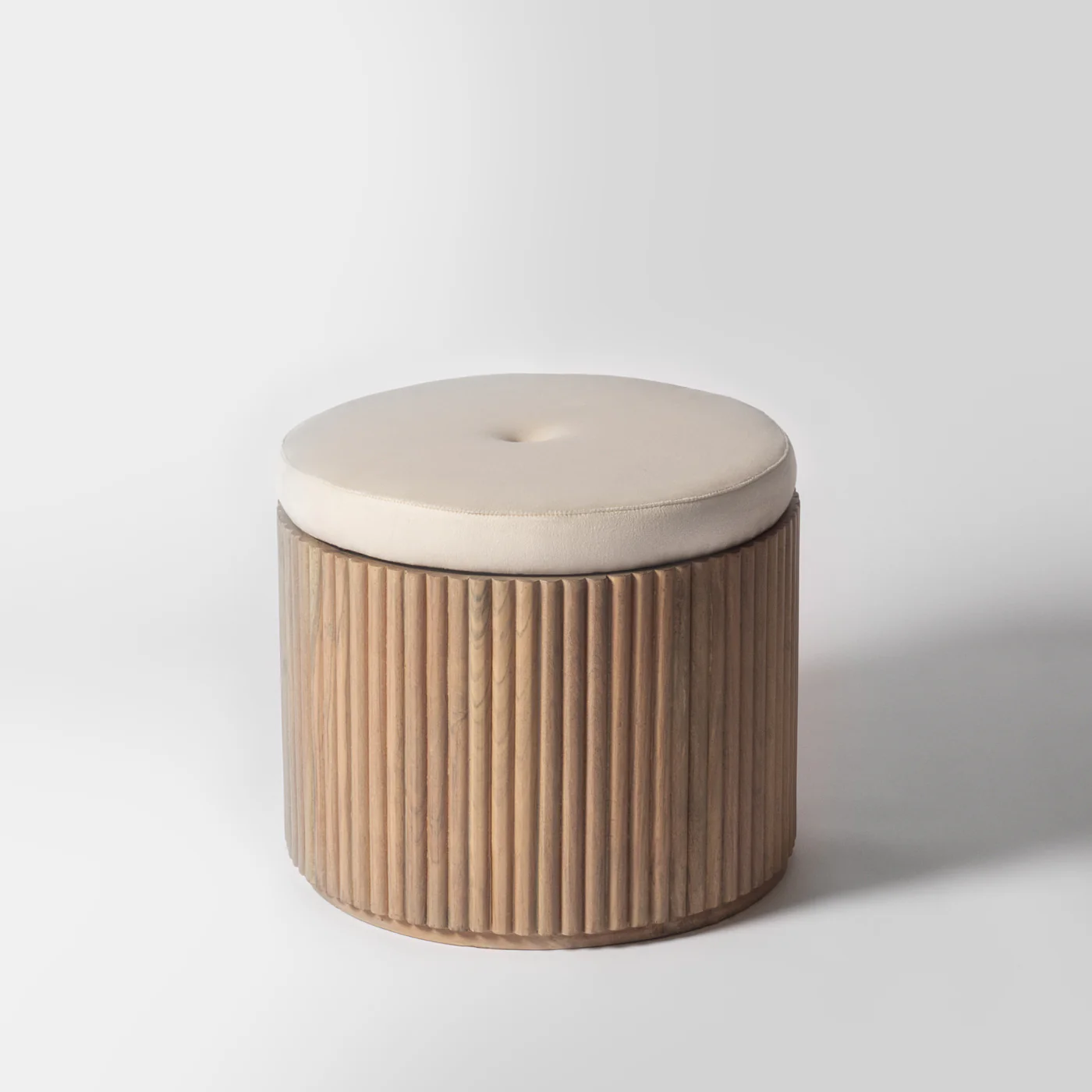 Kraft White Velvet Pouffe